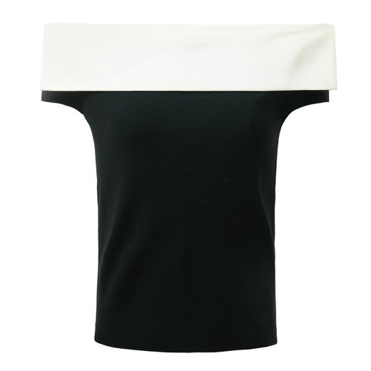 三彩2026夏季新款修身短袖一字领针织衫上衣套头短款毛衫气质S 商品图4