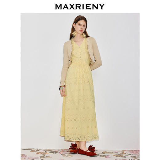 MAXRENY卡其色针织衫2026年春季新款针织开衫荷叶边毛衣短款上衣(货号:MF80JA003) 商品图1