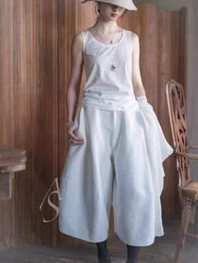 Boboutic 26SS 牛奶白/碳黑丝棉麻廓形裤