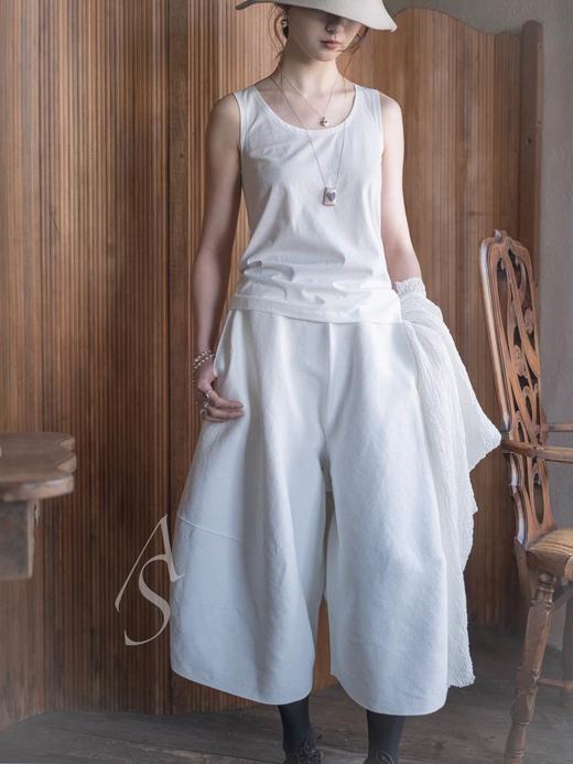 Boboutic 26SS 牛奶白/碳黑丝棉麻廓形裤 商品图0