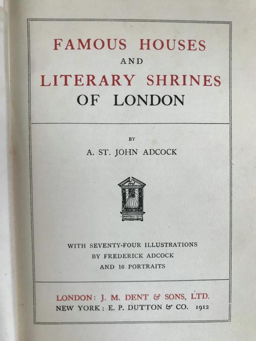 1912年 伦敦名宅与文学圣地 74幅插图16幅肖像 漆布精装32开 商品图3