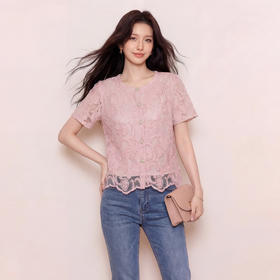 奢姿大码女装2026夏季优雅波浪摆上衣胖妹妹小香风蕾丝刺绣衬衫9962294610