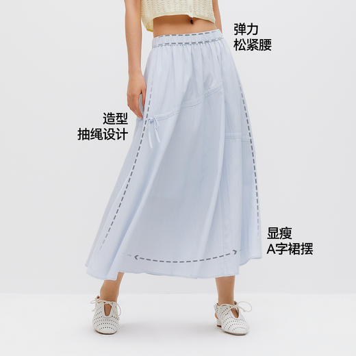 商场同款|森马半身裙女夏蝴蝶结抽绳肌理长裙松紧腰2026新款伞裙 商品图2