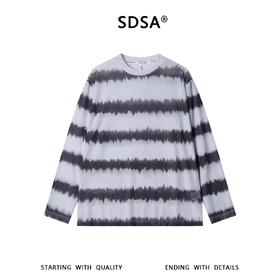 SDSA男装2026新款高贵轻奢简约透气撞色条纹圆领长袖T恤百搭休闲