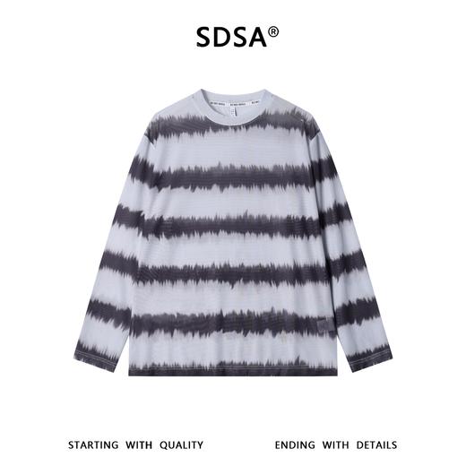 SDSA男装2026新款高贵轻奢简约透气撞色条纹圆领长袖T恤百搭休闲 商品图0