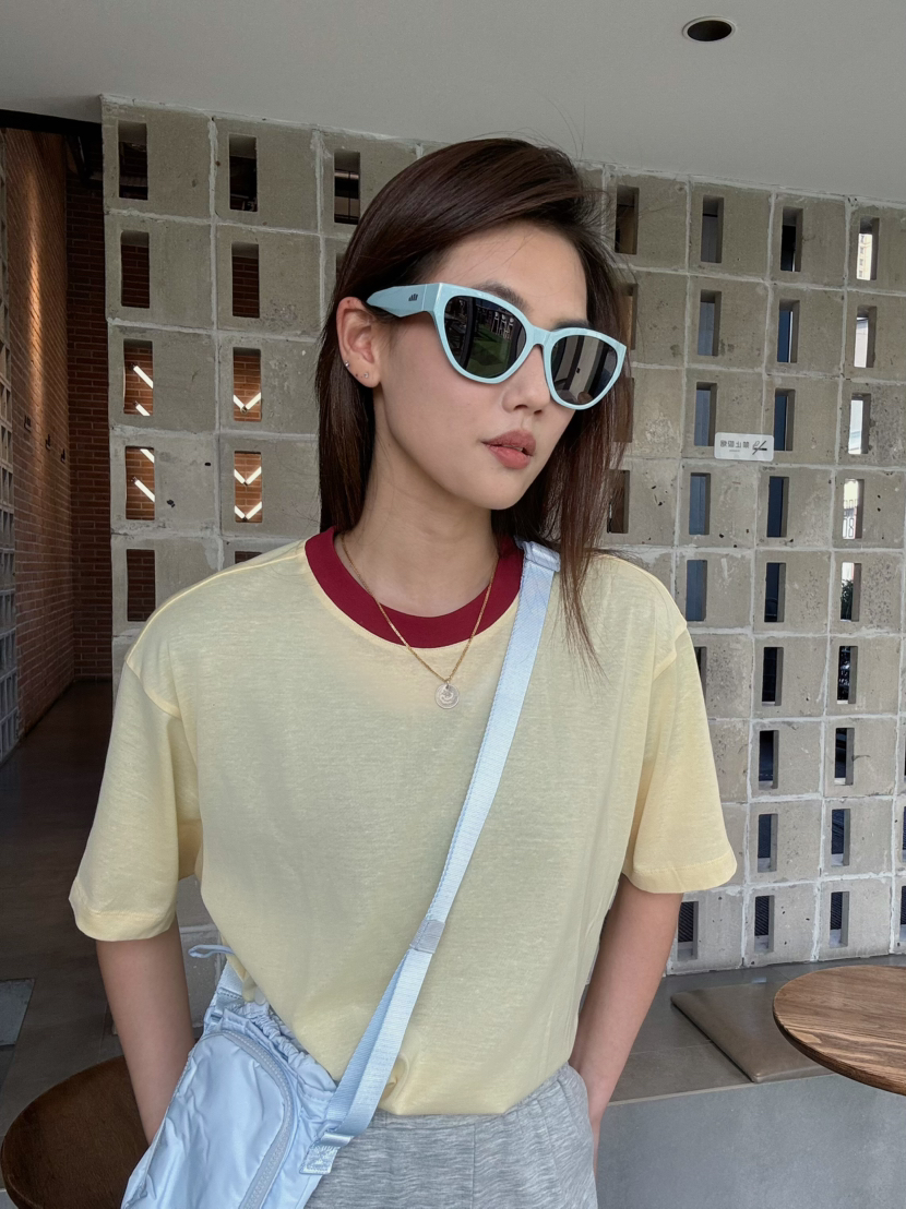 【丝麻情结】噢蜜ooomeooo撞色领小鸡黄T