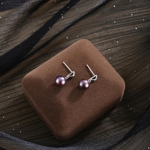 子佩集【紫气东来】银S925珍珠惜王妃耳钉【MLEH044】紫吊球2602 商品图1