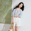 【莱赛尔】三彩2026夏季新款木耳边V领衬衣印花小衫宽松上衣气质S 商品缩略图3