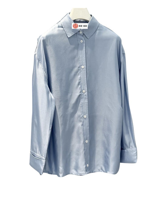 女款丝质羊毛腰间褶皱长袖衬衫la014 商品图0