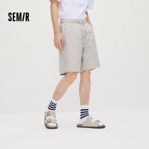 森马休闲裤男夏季橡筋抽绳腰头短裤2026新款宽松直筒裤子舒适自在 商品图0