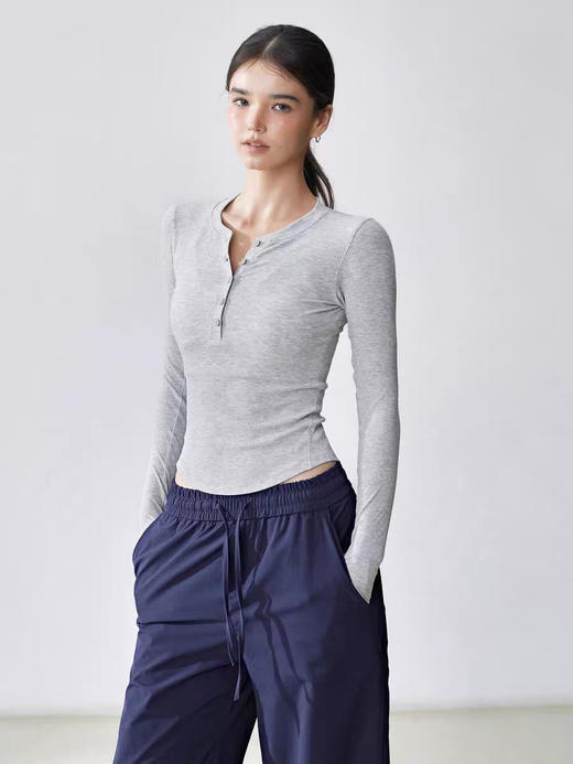 【秒杀价已调 直接拍】lu家 莫代尔棉螺纹打底 长袖 亨利衫 商品图2