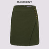 MAXRIENY军绿色半身裙2026年春季新款复古廓形开衩A字裙牛仔短裙(货号:MF80SK017) 商品缩略图4
