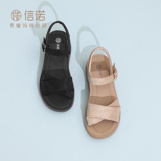 信诺时装妈妈凉鞋中老年洋气外穿沙滩鞋软底舒适女鞋2025新款夏季5L950-57 商品图2
