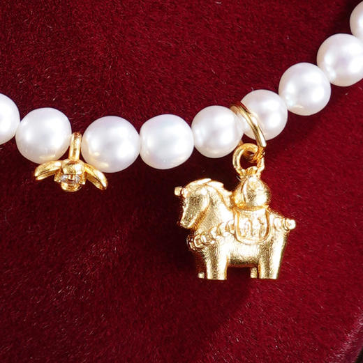 子佩集【马上幸福】银S925珍珠惜王妃手链【QJSL003】镀金小马钱币葫芦2602 商品图2