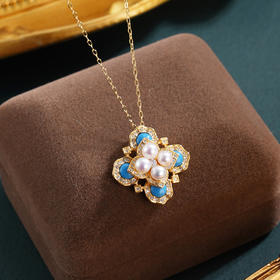 子佩集【四叶福安】银S925珍珠惜王妃套链项链【MLTL039】镀金四叶草蓝2602