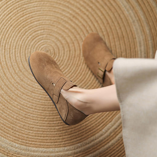 【2026升级版】阿么手工女鞋复古牛皮勃肯鞋全包一脚蹬平底单鞋2CM 商品图3