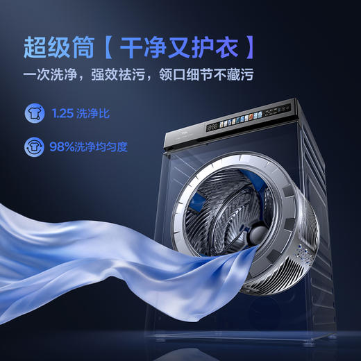 【新品上市】TCL超级筒滚筒洗衣机全自动家用12KG直驱羊毛绿标护衣G120T5W-HDIS 商品图2