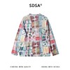 SDSA男装2026新款高贵轻奢水彩拼贴抽象网纱圆领长袖T恤百搭舒适 商品缩略图4