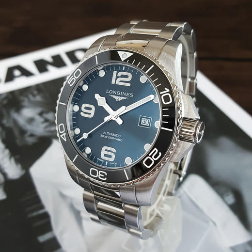 【95新】LONGINES 浪琴L3.782.4.56.6自动机械机芯日期显示43MM（男款）康卡斯系列精钢/陶质字圈160326NJS18 商品图2