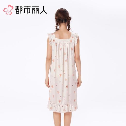 都市丽人睡衣女士睡衣薄家居服冰雪丝印花睡衣女士丝质背心裙有杯垫女装睡裙LHC6B8 商品图2