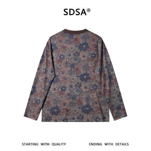SDSA男装2026新款高贵轻奢美式复古满印花卉设计圆领长袖T恤百搭 商品图4