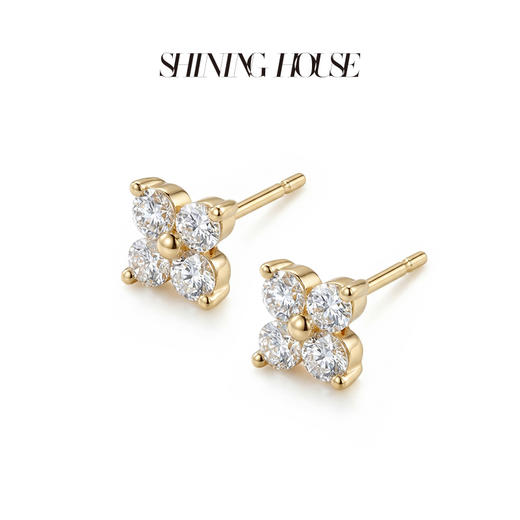 ShiningHouse[培育] 18k金钻石耳饰 刻面形人工真钻人造钻石K金耳钉简约钻石耳饰耳环悦己送礼臻选【此商品不支持7天无理由退货退款】预计3日发货 商品图5