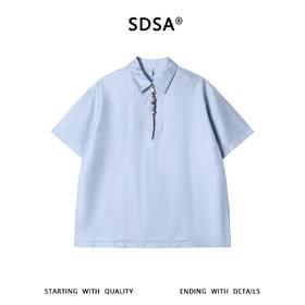 SDSA男装2026新款高贵轻奢潮牌纯色半拉链翻领短袖T恤百搭舒适