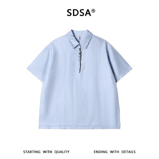 SDSA男装2026新款高贵轻奢潮牌纯色半拉链翻领短袖T恤百搭舒适 商品图0