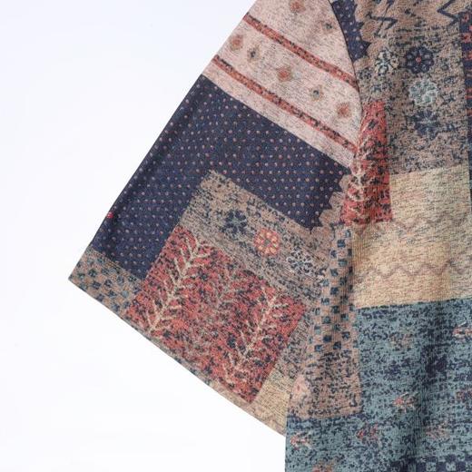 SDSA男装2026新款高贵轻奢民族风拼布宽松圆领短袖T恤百搭时尚 商品图2