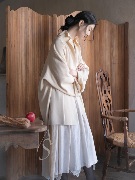 Boboutic 26SS 奶油/米褐格纹绢丝针织廓形夹克 商品图6