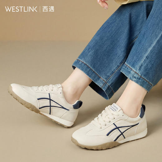 西遇厚底德训鞋女2026新款春季小白鞋运动休闲百搭巨好看阿甘鞋子V0566347 商品图2