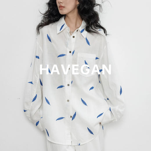 雀说春季天丝苎麻长袖刺绣衬衫女新款老钱风休闲上衣ALW 商品图1