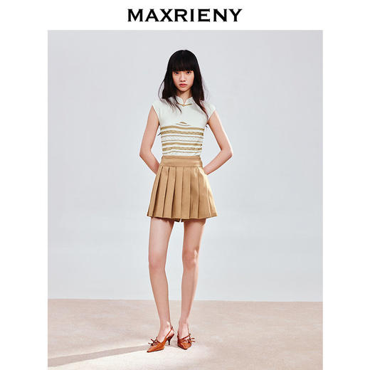 【商场同款】MAXRIENY中式盘扣立领无袖修身套头毛衫女25夏波嬉风(货号:MC86SW043) 商品图1