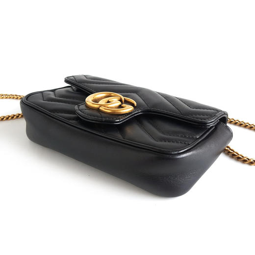 【95新】Gucci古驰Marmont系列476433黑色超迷你马蒙链条包单肩斜挎包女士150326TJ02 商品图5