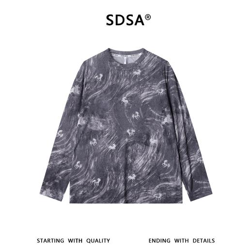 SDSA男装2026新款高贵轻奢潮牌水波纹小马印花圆领短袖T恤百搭 商品图0