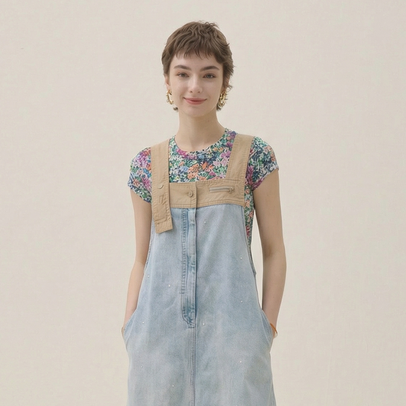 谜底印花T恤短袖2026年夏季新品复古弹力短款亲肤上衣女266MT6011