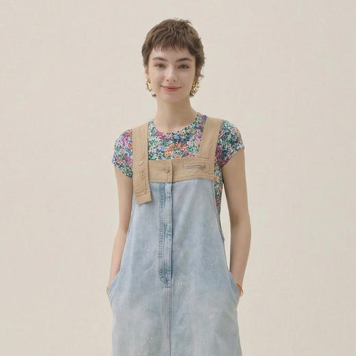 谜底印花T恤短袖2026年夏季新品复古弹力短款亲肤上衣女266MT6011 商品图0