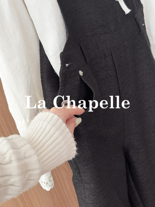 专柜实拍【减龄显瘦】拉夏贝尔/La Chapelle高级感！设计感时尚外穿背带裤直筒休闲百搭长裤子 商品图5