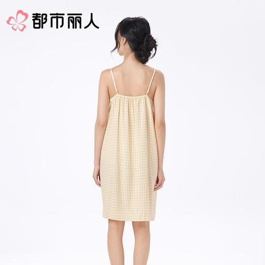 都市丽人睡衣女士睡衣薄家居服软绵绵色织格睡衣女士软绵绵吊带裙有杯垫女装睡裙LHC6A6 商品图4