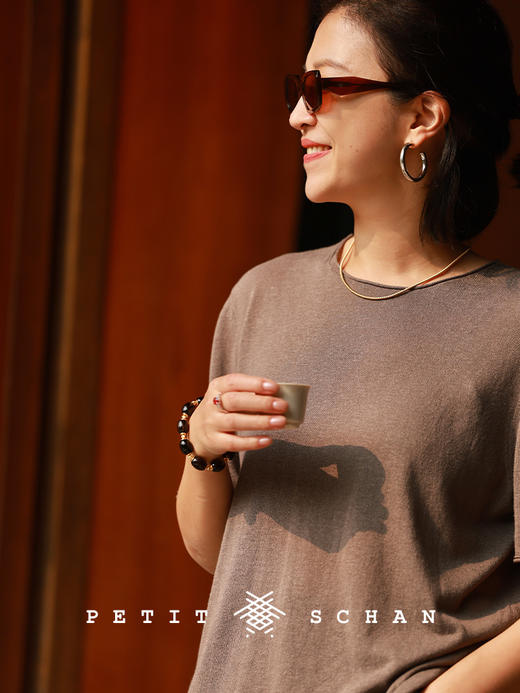 Petit Schan小闪 CLO#1087 Rain-washed woods 雨后树林 意大利EMiroglio亚麻混纺圆领针织衫T恤 商品图7