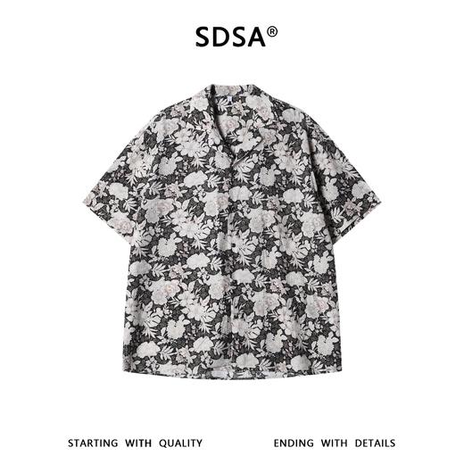 SDSA男装2026新款高贵轻奢复古撞色满印花卉翻领短袖衬衫百搭休闲 商品图0