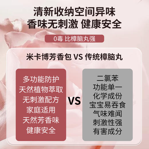 【比樟脑丸好用！12.9抢3大袋】米卡博多功能芳香包 吸走湿气霉气 高级玫瑰香 缓释增香 植物精华萃取母婴可用 衣柜//各种衣物/床单/沙发等 商品图4