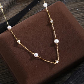 子佩集【星河漫语】银S925珍珠惜王妃套链项链【MLTL062】镀金点钻2602