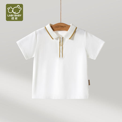 拉比童衣夏悦动反领短袖衣米白j6LZBC100701 商品图1