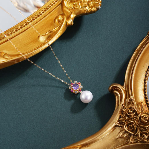 子佩集【灵毓秀馨】银S925珍珠惜王妃套链项链【MLTL048】镀金紫太阳2602 商品图2