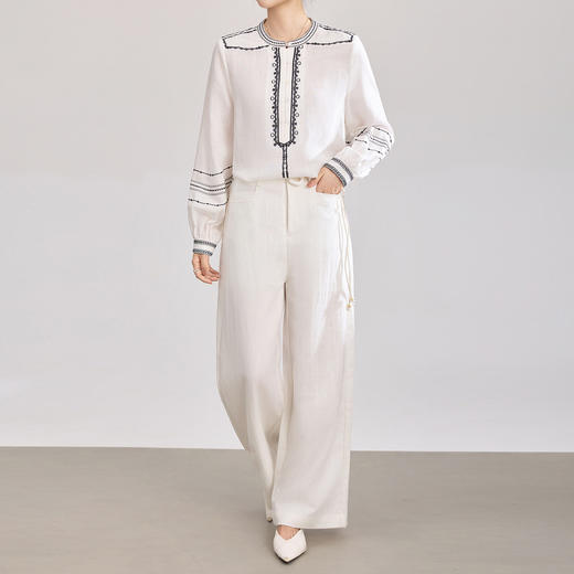 「高货wl」全新升级【铂金会员293/天猫399/差价106】(20701)洛诗琳小众冰感天丝棉麻阔腿裤2026新款高腰通勤直筒裤女 商品图1