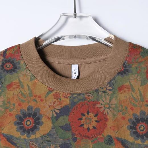 SDSA男装2026新款高贵轻奢小众设计彩色满印花卉圆领短袖T恤百搭 商品图1