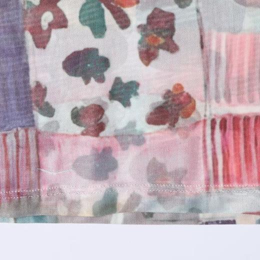 SDSA男装2026新款高贵轻奢水彩拼贴抽象网纱圆领长袖T恤百搭舒适 商品图3