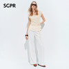 【SGPR】白色高支天丝棉直筒休闲裤2026年夏季新款不规则腰头裤子(货号:MU80TR010) 商品缩略图1