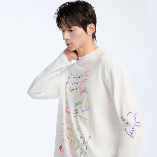 NPC潮牌仿手绘涂鸦竹节棉长袖T恤亲肤毛巾布百搭情侣款NP61TL25 商品图3